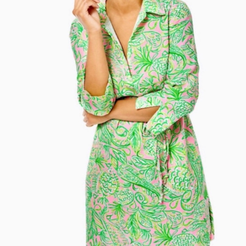Lily Pulitzer Pink and Green Pilar Tunic Dress Size Small - Picture 1 of 7